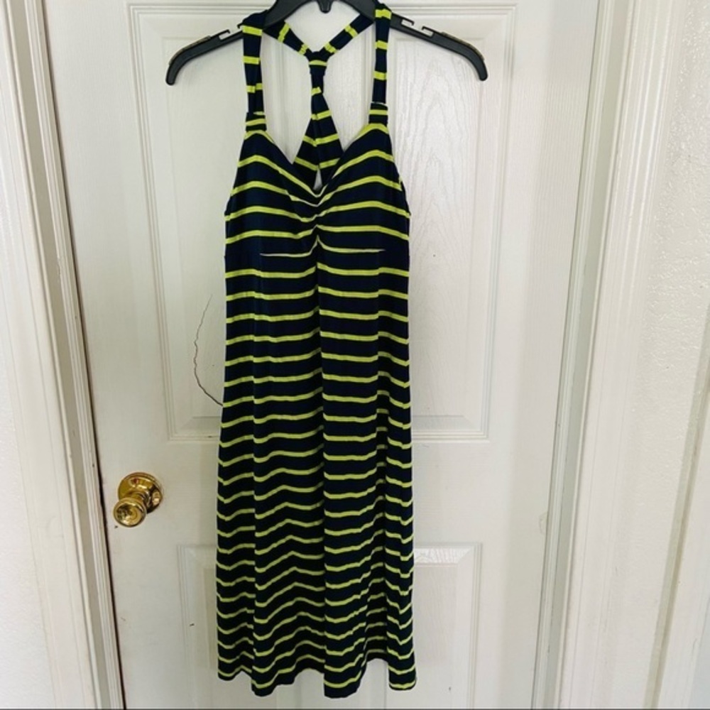 DAKINI stretch striped built in cami bra racer back athletic dress Size XS